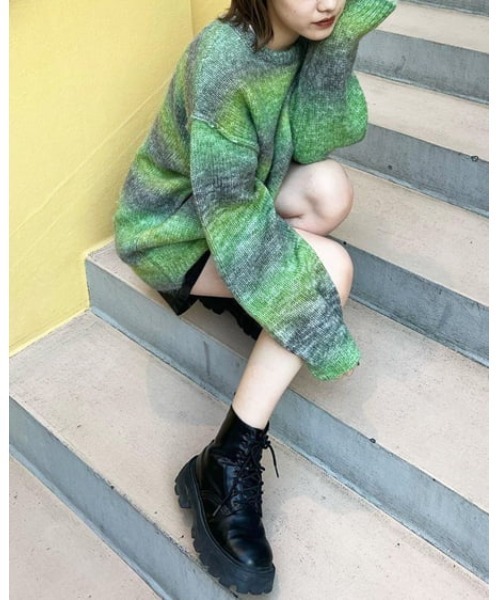 INGNI(イング)の「グラデーションロング丈ニットトップス(ニット/セーター・レディース・ピンク/ブルー/グリーン・M)」の18枚目の写真