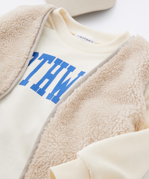 CIAOPANIC TYPY（チャオパニックティピー）の「□【2点セット】ボアベスト×クロップドカレッジプリントスウェット（スウェット・キッズ・チャコールグレー/アイボリー/グリーン・XL/XXL/L/M/S）」の21枚目の写真
