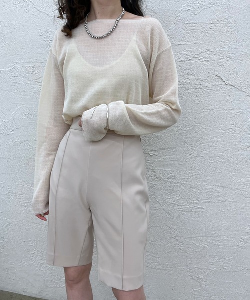 mystic(ミスティック)の「【サイズ展開あり】スリムハーフパンツ(その他パンツ・レディース・アイボリー/ブラック・1/2)」の4枚目の写真
