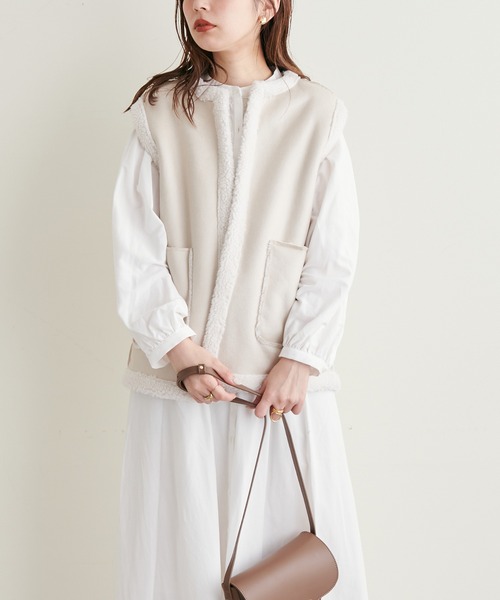 natural couture（ナチュラルクチュール）の「2022AWアイテム/秋冬には欠かせないボアアイテム リバーシブルベスト（ベスト・レディース・ブラウン/アイボリー・FREE）」の8枚目の写真
