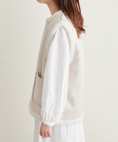 natural couture（ナチュラルクチュール）の「2022AWアイテム/秋冬には欠かせないボアアイテム リバーシブルベスト（ベスト・レディース・ブラウン/アイボリー・FREE）」の16枚目の写真