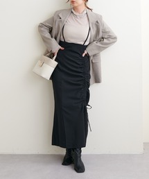 natural couture | 2022AWアイテム/トレンドライクなシルエット ドロストデザイン肩ヒモ付きスカート(スカート)