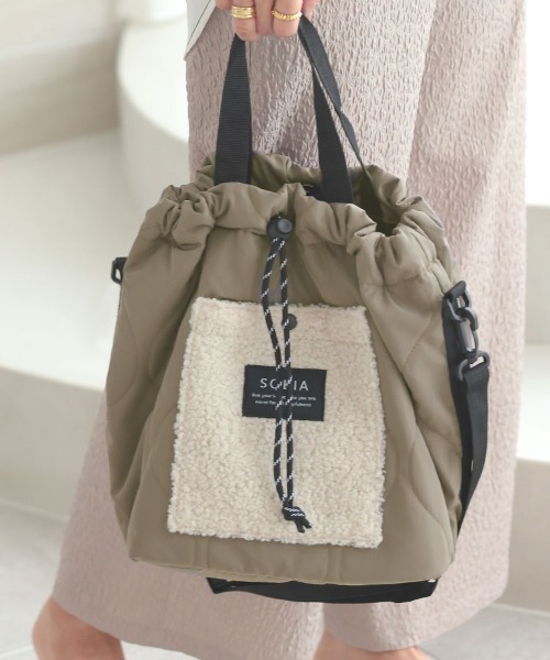 DONOBAN（ドノバン）の「キルトボアドロストショルダー（ショルダーバッグ・レディース・ブラック/グレー/カーキ・FREE）」の2枚目の写真