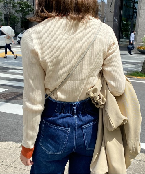 CPCM（シーピーシーエム）の「袖口配色リブインナーニット（ニット/セーター・レディース・ブラック/ベージュ/グリーン/アイボリー/マスタード・フリー）」の15枚目の写真