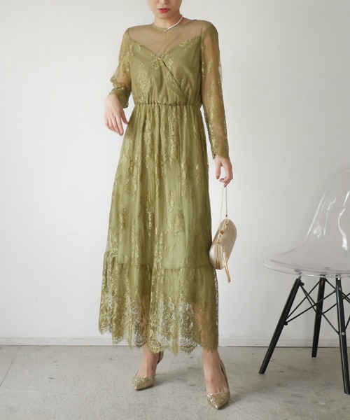 My shawty(マイシャウティー)の「elle scallope lace dress(ドレス・レディース・ブラウン/グリーン・FREE)」の11枚目の写真