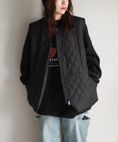 COURO（コウロ）の「ダイヤキルトエコダウンベスト（ダウンベスト・レディース・ブラック/カーキ・FREE）」の3枚目の写真