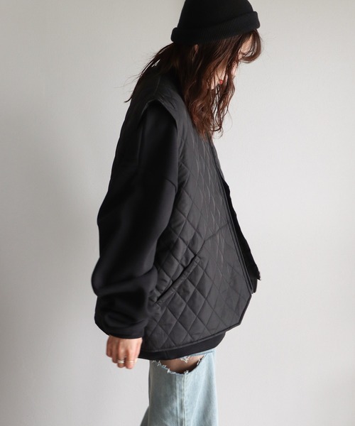 COURO（コウロ）の「ダイヤキルトエコダウンベスト（ダウンベスト・レディース・ブラック/カーキ・FREE）」の4枚目の写真