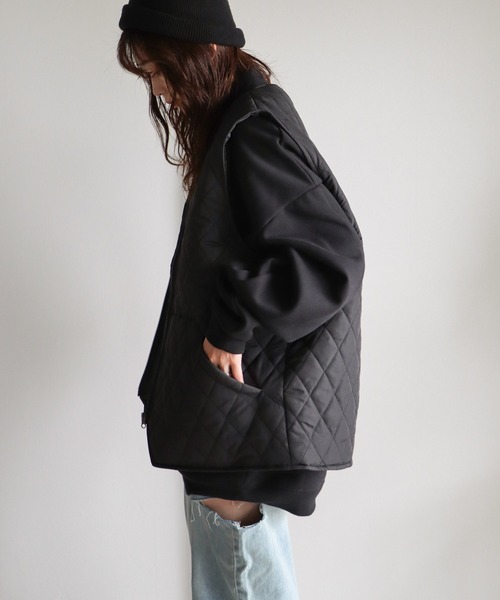 COURO（コウロ）の「ダイヤキルトエコダウンベスト（ダウンベスト・レディース・ブラック/カーキ・FREE）」の6枚目の写真