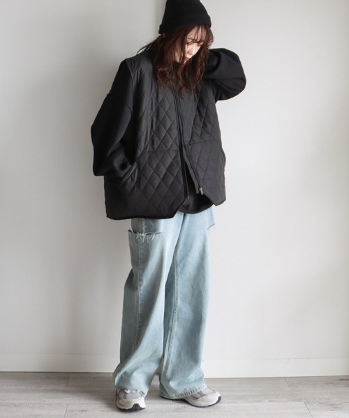 COURO（コウロ）の「ダイヤキルトエコダウンベスト（ダウンベスト・レディース・ブラック/カーキ・FREE）」の7枚目の写真