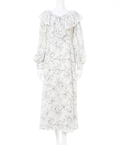 INGNI（イング）の「フリルカラー花柄／ワンピース（ワンピース・レディース・アイボリー/モカ・M）」の8枚目の写真