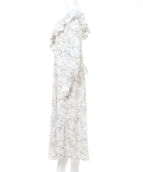 INGNI（イング）の「フリルカラー花柄／ワンピース（ワンピース・レディース・アイボリー/モカ・M）」の7枚目の写真