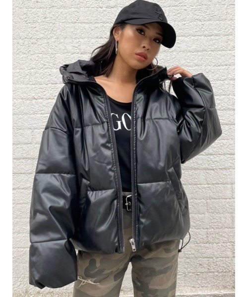 EGOIST（エゴイスト）の「フェイクレザー中綿ジャケットII（その他アウター・レディース・ブラック/アイボリー・FREE）」の15枚目の写真