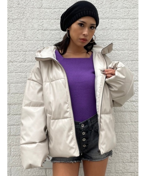 EGOIST（エゴイスト）の「フェイクレザー中綿ジャケットII（その他アウター・レディース・ブラック/アイボリー・FREE）」の17枚目の写真