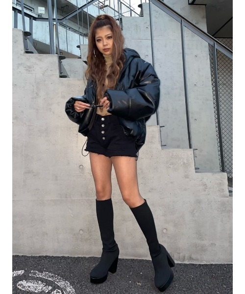 EGOIST（エゴイスト）の「フェイクレザー中綿ジャケットII（その他アウター・レディース・ブラック/アイボリー・FREE）」の22枚目の写真