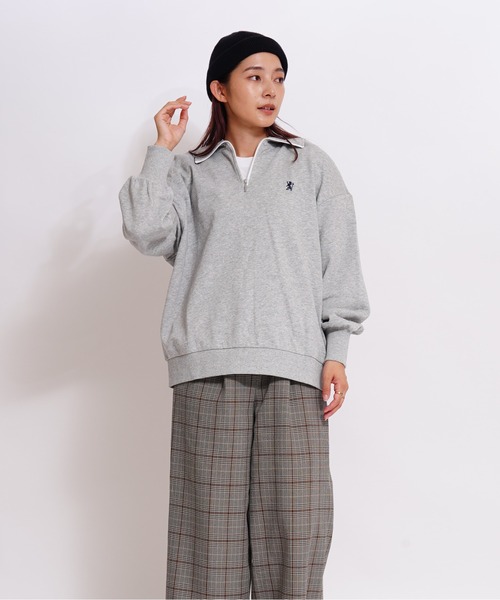 GIORDANO（ジョルダーノ）の「[ GIORDANO ]スタンドハーフジップ裏毛スウェット（スウェット・レディース・カーキ/グレー・MEDIUM/LARGE）」の11枚目の写真