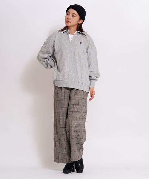 GIORDANO（ジョルダーノ）の「[ GIORDANO ]スタンドハーフジップ裏毛スウェット（スウェット・レディース・カーキ/グレー・MEDIUM/LARGE）」の10枚目の写真