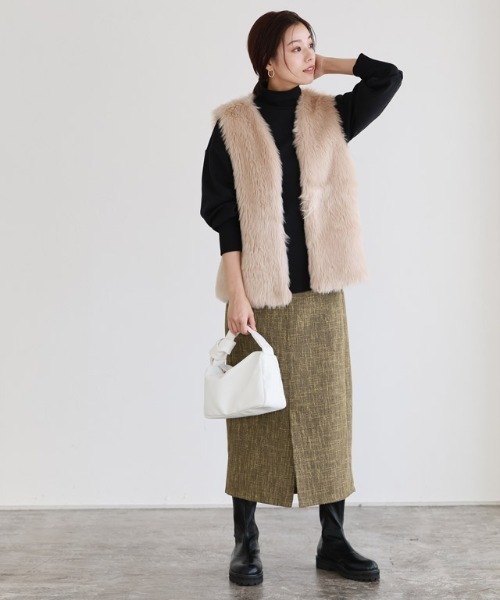 Pierrot(ピエロ)の「ツイードIラインスカート(スカート・レディース・ブラック/ブラウン・M/L)」の19枚目の写真