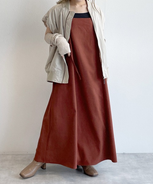 w closet(ダブルクローゼット)の「【前後2WAY】バックリボン切替キャミワンピース(ワンピース・レディース・ワインレッド/ブルー/ブラック・FREE)」の1枚目の写真