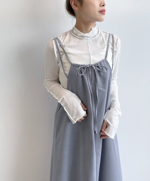 w closet(ダブルクローゼット)の「【前後2WAY】バックリボン切替キャミワンピース(ワンピース・レディース・ワインレッド/ブルー/ブラック・FREE)」の6枚目の写真