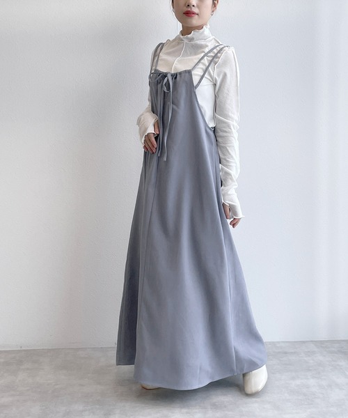 w closet(ダブルクローゼット)の「【前後2WAY】バックリボン切替キャミワンピース(ワンピース・レディース・ワインレッド/ブルー/ブラック・FREE)」の9枚目の写真