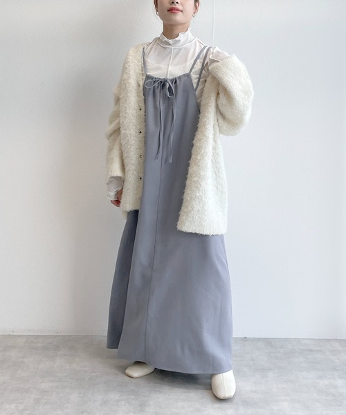 w closet(ダブルクローゼット)の「【前後2WAY】バックリボン切替キャミワンピース(ワンピース・レディース・ワインレッド/ブルー/ブラック・FREE)」の13枚目の写真