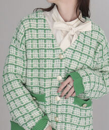 fredy emue | ツイードニット Vネックカーディガン(カーディガン/ボレロ)