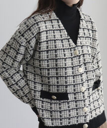 fredy emue | ツイードニット Vネックカーディガン(カーディガン/ボレロ)