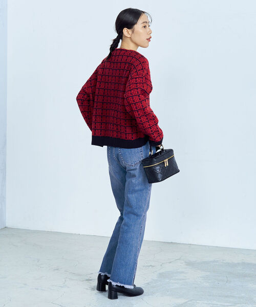 fredy emue(フレディエミュ)の「ツイードニット Vネックカーディガン(カーディガン/ボレロ・レディース・ブラック/レッド/グリーン・38)」の7枚目の写真