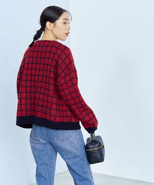 fredy emue(フレディエミュ)の「ツイードニット Vネックカーディガン(カーディガン/ボレロ・レディース・ブラック/レッド/グリーン・38)」の10枚目の写真