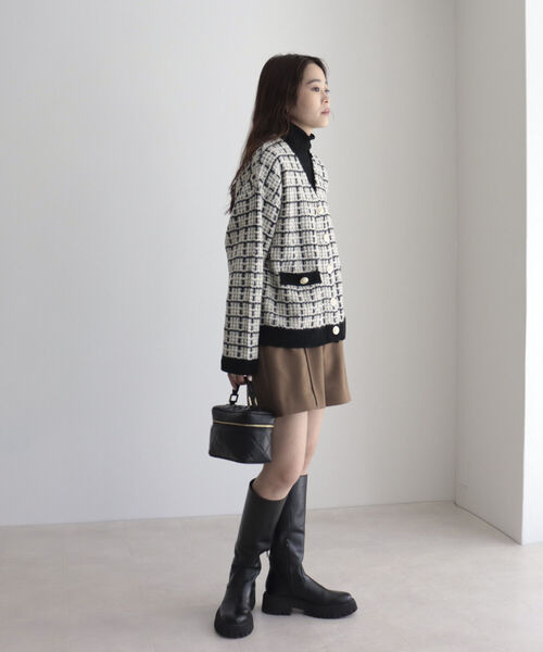 fredy emue(フレディエミュ)の「ツイードニット Vネックカーディガン(カーディガン/ボレロ・レディース・ブラック/レッド/グリーン・38)」の14枚目の写真