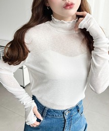 moment+ | シアーネットハイネックメローユビヌキプルオーバー(Tシャツ/カットソー)