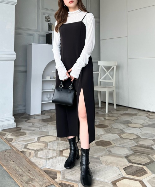 moment+(モーメントプラス)の「シアーネットハイネックメローユビヌキプルオーバー(Tシャツ/カットソー・レディース・オフホワイト/オレンジ/ブラック/ピンク/ライトグリーン・M/S/L)」の9枚目の写真