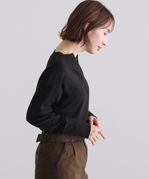 ElegChic（エレグシック）の「スキッパ―ラウンドヘムプルオーバー（Tシャツ/カットソー・レディース・杢グレー/ブラック/カーキ/オフホワイト/ベージュ・M/4L/XL）」の7枚目の写真