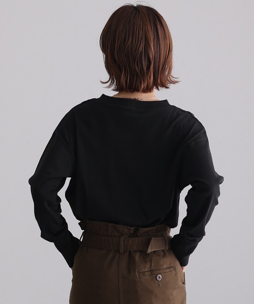 ElegChic（エレグシック）の「スキッパ―ラウンドヘムプルオーバー（Tシャツ/カットソー・レディース・杢グレー/ブラック/カーキ/オフホワイト/ベージュ・M/4L/XL）」の8枚目の写真
