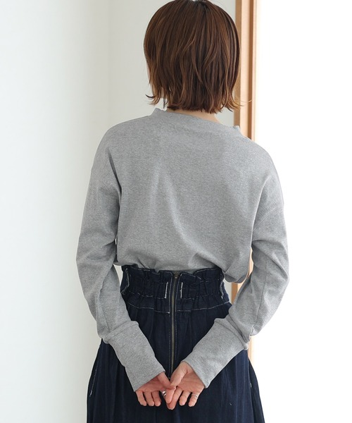 ElegChic（エレグシック）の「スキッパ―ラウンドヘムプルオーバー（Tシャツ/カットソー・レディース・杢グレー/ブラック/カーキ/オフホワイト/ベージュ・M/4L/XL）」の12枚目の写真