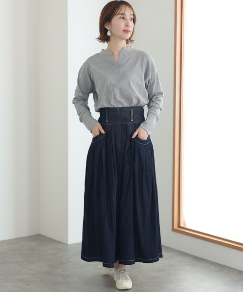 ElegChic（エレグシック）の「スキッパ―ラウンドヘムプルオーバー（Tシャツ/カットソー・レディース・杢グレー/ブラック/カーキ/オフホワイト/ベージュ・M/4L/XL）」の13枚目の写真