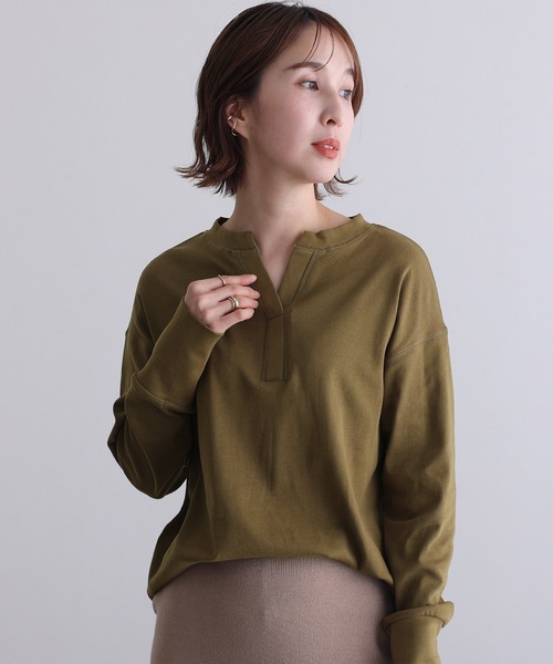 ElegChic（エレグシック）の「スキッパ―ラウンドヘムプルオーバー（Tシャツ/カットソー・レディース・杢グレー/ブラック/カーキ/オフホワイト/ベージュ・M/4L/XL）」の14枚目の写真