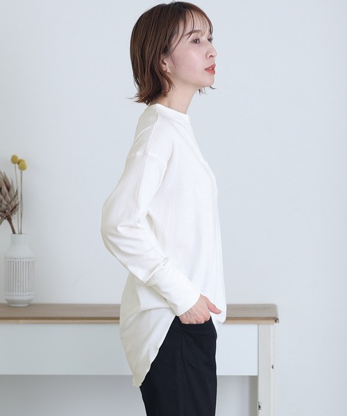 ElegChic（エレグシック）の「スキッパ―ラウンドヘムプルオーバー（Tシャツ/カットソー・レディース・杢グレー/ブラック/カーキ/オフホワイト/ベージュ・M/4L/XL）」の19枚目の写真