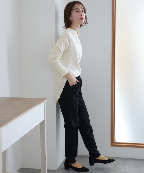 ElegChic（エレグシック）の「スキッパ―ラウンドヘムプルオーバー（Tシャツ/カットソー・レディース・杢グレー/ブラック/カーキ/オフホワイト/ベージュ・M/4L/XL）」の21枚目の写真