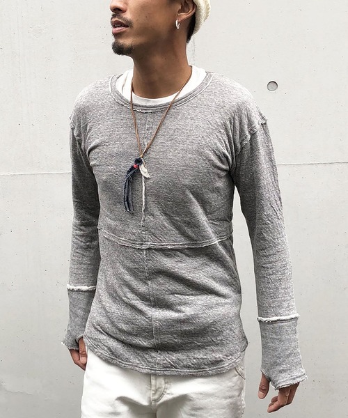 BURNOUT（バーンアウト）の「パネルカット L/S Tシャツ（Tシャツ/カットソー・メンズ・ヘザーグレー・M/L）」の3枚目の写真