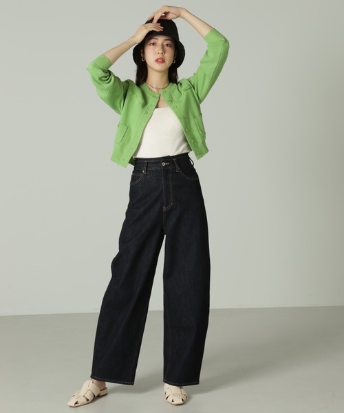 FREE'S MART（フリーズマート）の「ポケット付きニットカーディガン（カーディガン/ボレロ・レディース・パープル/グリーン/ホワイト/ブラック・FREE）」の18枚目の写真