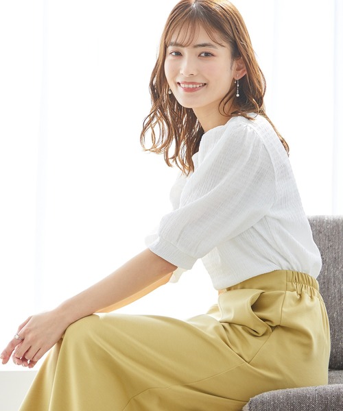 Honeys（ハニーズ）の「ボリューム袖ぽこぽこトップス（Tシャツ/カットソー・レディース・アイボリー/グレイッシュベージュ/ブラック/ミント・S/M/L/LL）」の22枚目の写真