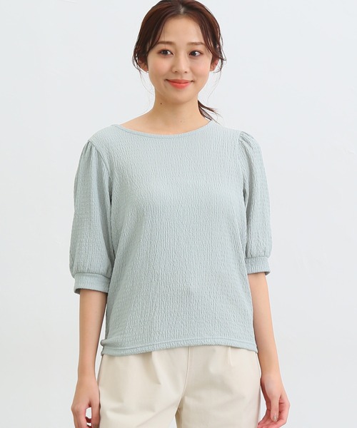 Honeys（ハニーズ）の「ボリューム袖ぽこぽこトップス（Tシャツ/カットソー・レディース・アイボリー/グレイッシュベージュ/ブラック/ミント・S/M/L/LL）」の11枚目の写真