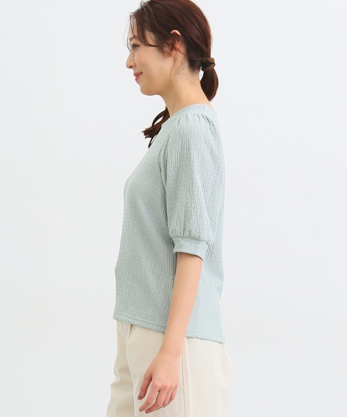 Honeys（ハニーズ）の「ボリューム袖ぽこぽこトップス（Tシャツ/カットソー・レディース・アイボリー/グレイッシュベージュ/ブラック/ミント・S/M/L/LL）」の12枚目の写真