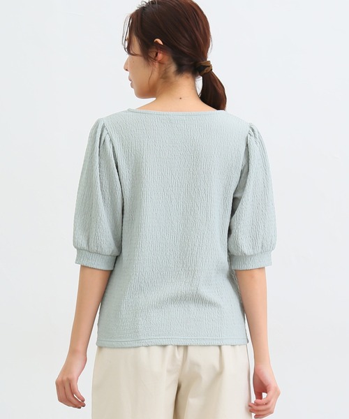 Honeys（ハニーズ）の「ボリューム袖ぽこぽこトップス（Tシャツ/カットソー・レディース・アイボリー/グレイッシュベージュ/ブラック/ミント・S/M/L/LL）」の13枚目の写真