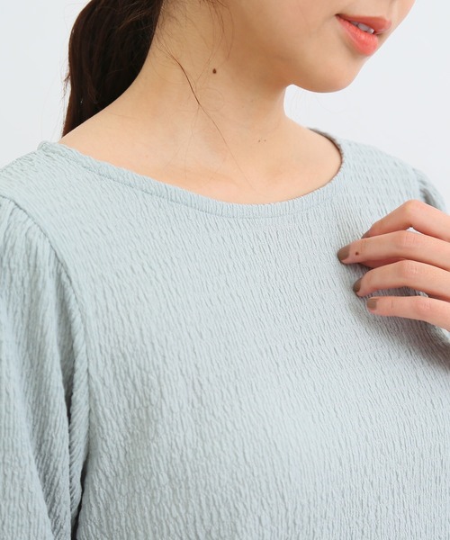 Honeys（ハニーズ）の「ボリューム袖ぽこぽこトップス（Tシャツ/カットソー・レディース・アイボリー/グレイッシュベージュ/ブラック/ミント・S/M/L/LL）」の14枚目の写真