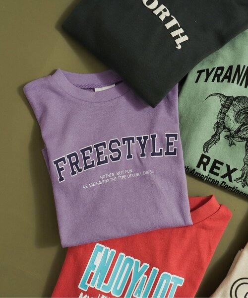 BREEZE（ブリーズ）の「【WEB限定】カラバリプリント長袖Tシャツ（Tシャツ/カットソー・キッズ・オレンジ/オフホワイト/カーキ/サックスブルー/ラベンダー/チャコール/グレー/ブラウン/イエロー・140/120/100/130/110/90/80）」の7枚目の写真