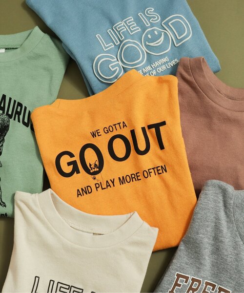 BREEZE（ブリーズ）の「【WEB限定】カラバリプリント長袖Tシャツ（Tシャツ/カットソー・キッズ・オレンジ/オフホワイト/カーキ/サックスブルー/ラベンダー/チャコール/グレー/ブラウン/イエロー・140/120/100/130/110/90/80）」の8枚目の写真