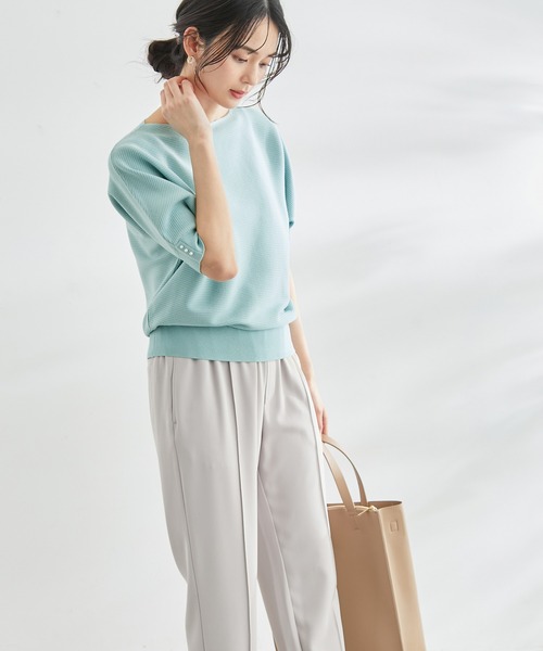 ROPE' PICNIC(ロペピクニック)の「ハーフスリーブパールドルマンニット(ニット/セーター・レディース・ライトグレー/イエロー/グリーン系その他/ブルー/ブラック・38)」の13枚目の写真