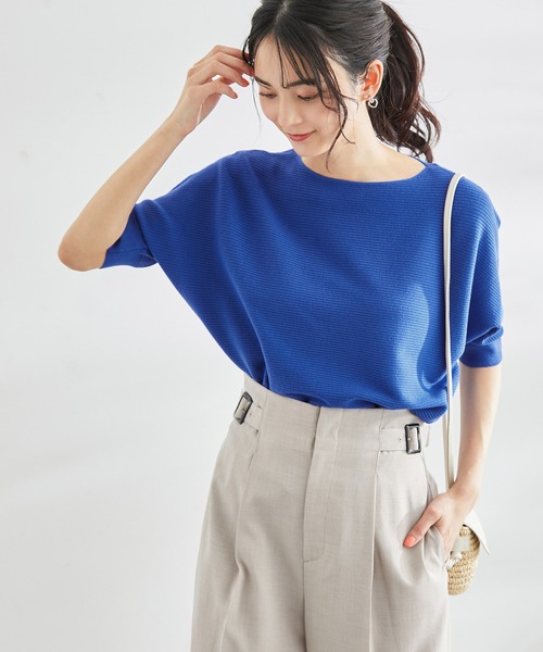 ROPE' PICNIC(ロペピクニック)の「ハーフスリーブパールドルマンニット(ニット/セーター・レディース・ライトグレー/イエロー/グリーン系その他/ブルー/ブラック・38)」の18枚目の写真